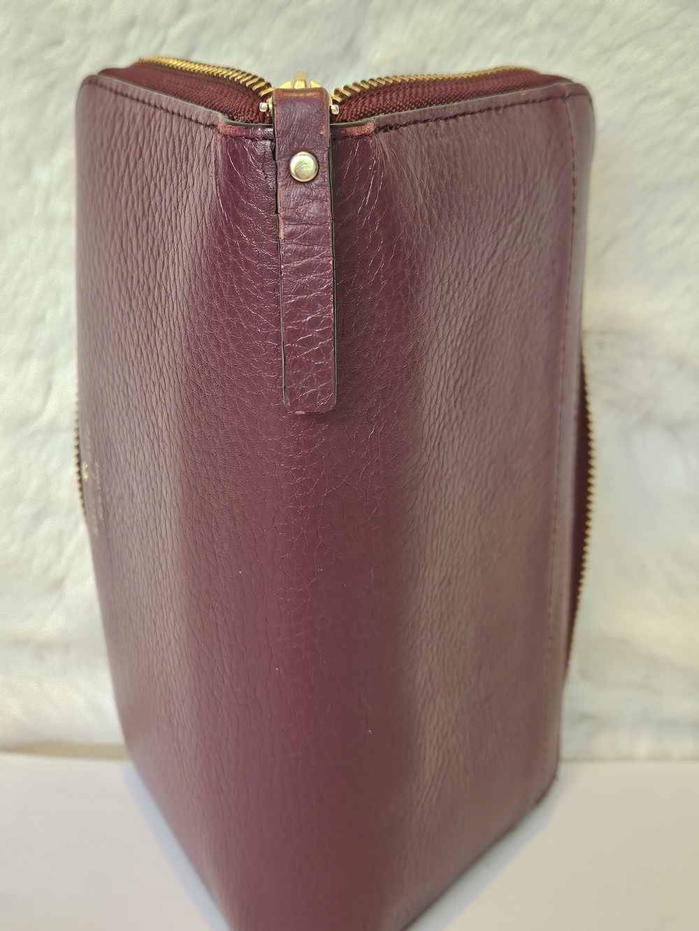 Kate Spade New York Large Zip Around Wallet Pebbled Leather Burgundy - Good Cond - Picture 8 of 15